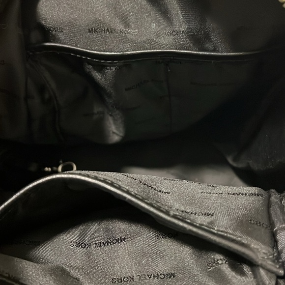Michael Kors Rhea Medium Signature Backpack Handbag Black with Silver Hardware - Picture 13 of 17